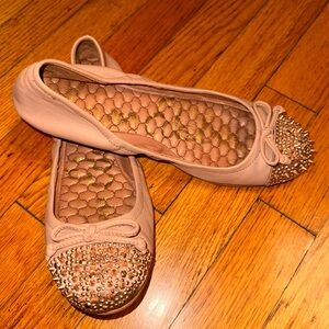 Sam Edelman Beatrix blush nude tan Spiked Studded Ballet Flats With Bows Size 7½